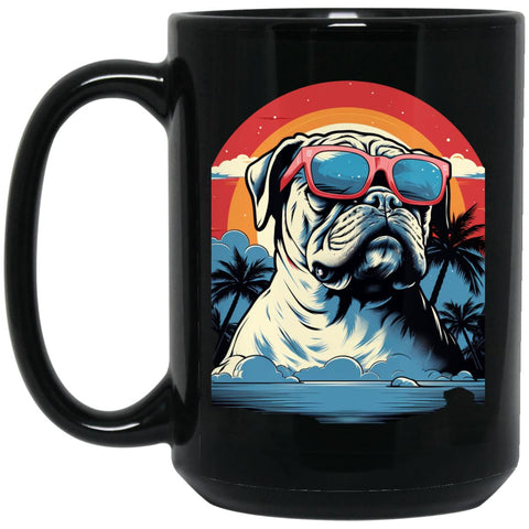 Summertime Bulldog   15 oz. Black Mug
