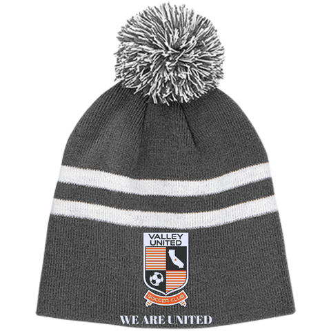 Valley United Striped Pom Beanie