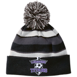 Striped Beanie with Pom