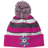 Striped Beanie with Pom